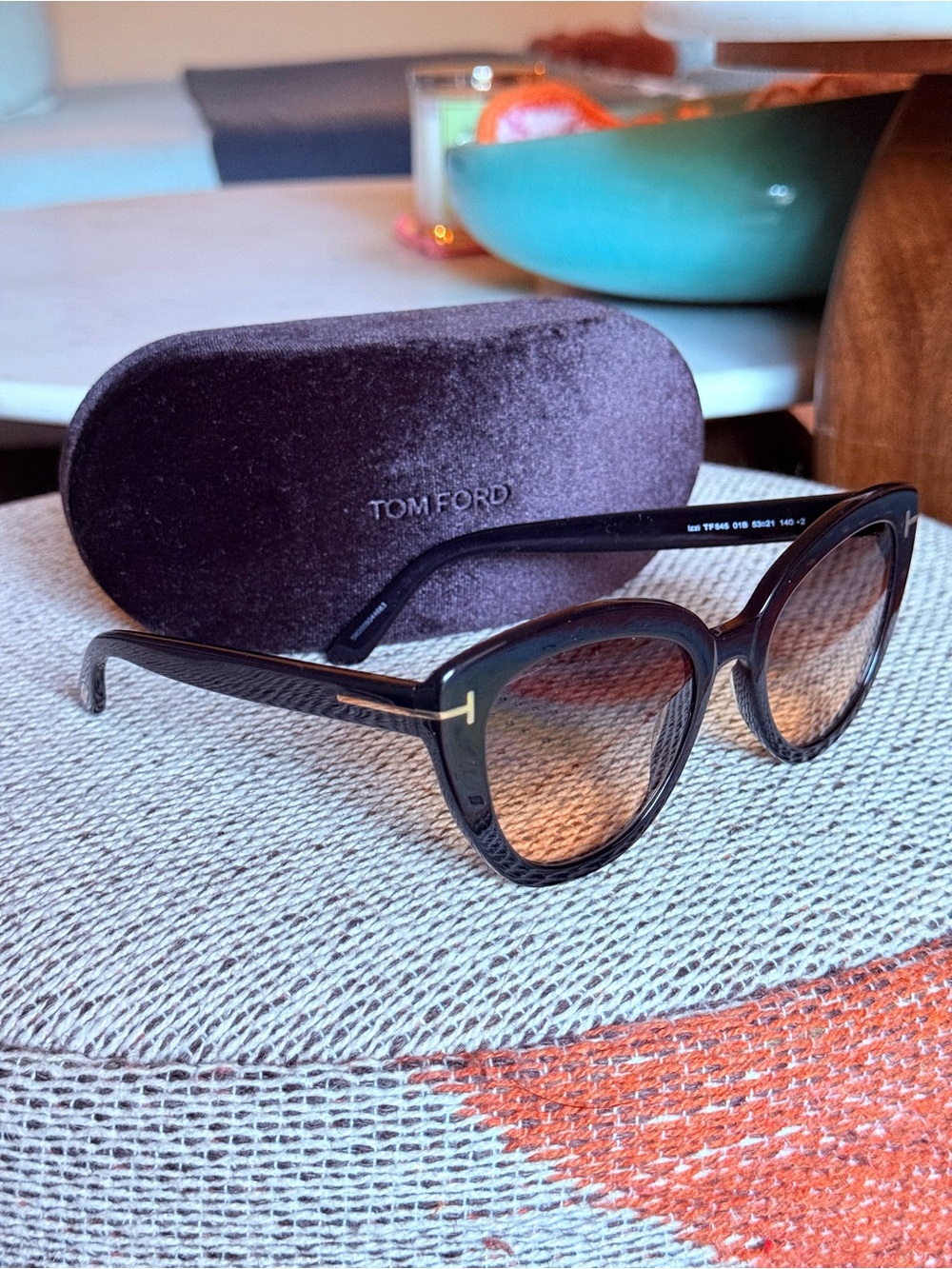 Tom Ford Black Frame Sunglasses with Brown Gradient Lenses